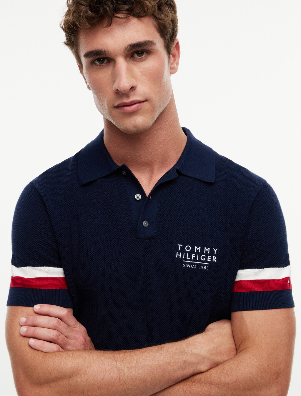 Regular Fit Signature Textured Polo Shirt, Carbon Navy, hi-res