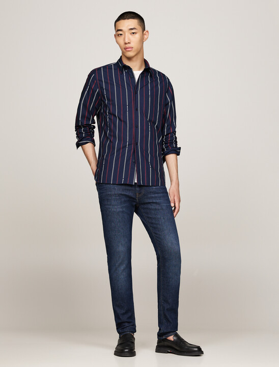 Hilfiger Monotype Pinstripe Regular Fit Shirt, Carbon Navy / Multi Hilfiger Monotype Pinstripe Regular Fit Shirt