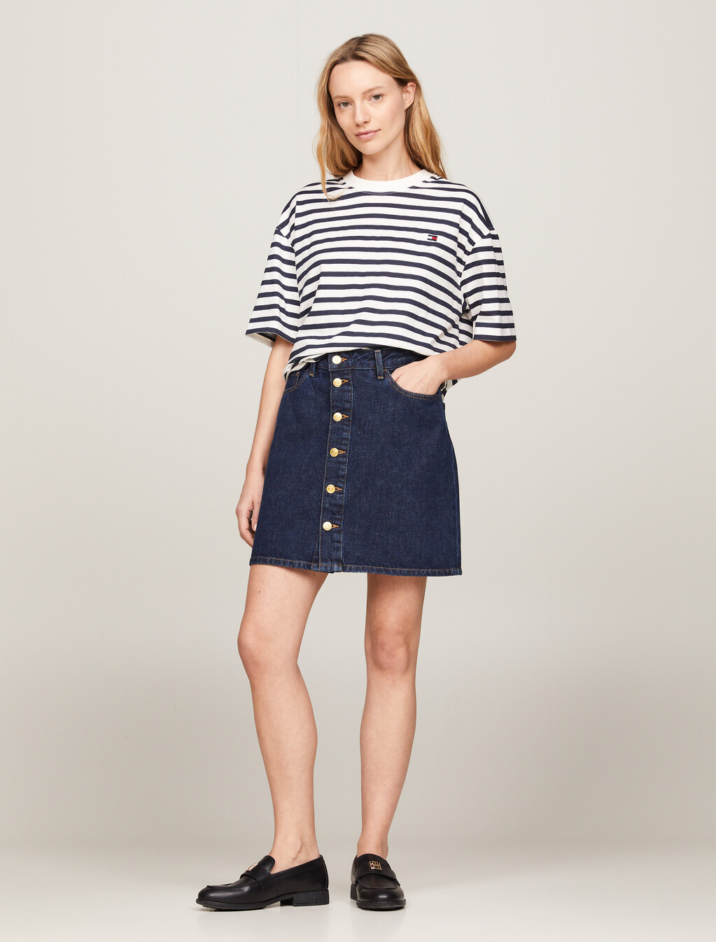 Stripe Relaxed Fit T-Shirt, Reg Stp Ancient White/ Desert Sky, hi-res