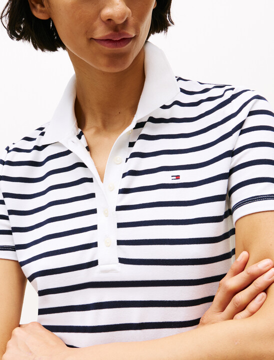 Stripe Short Sleeve Slim Polo, Th Optic White Multi Stripe Short Sleeve Slim Polo