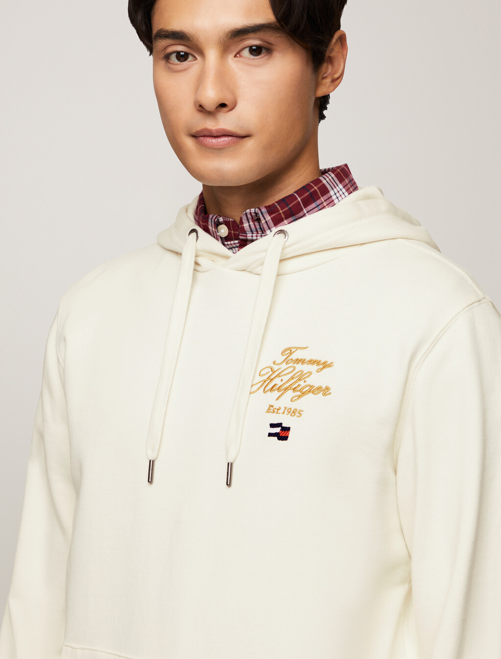 Script Logo Embroidery Hoodie, Ivory Petal, hi-res