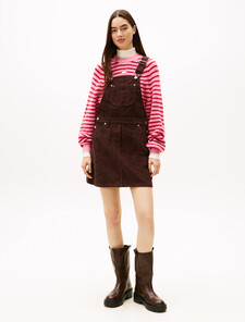 Script Logo Corduroy Dungaree Dress, Rich Brown, hi-res