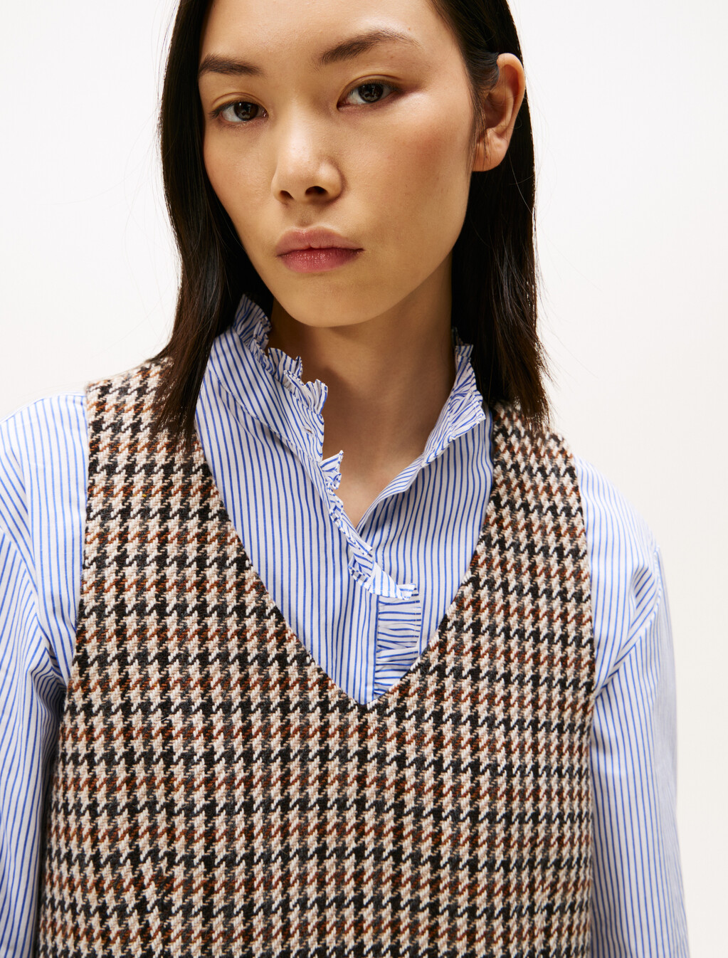 Heritage Check Wool V-Neck Mini Shift Dress, Heritage Check, hi-res