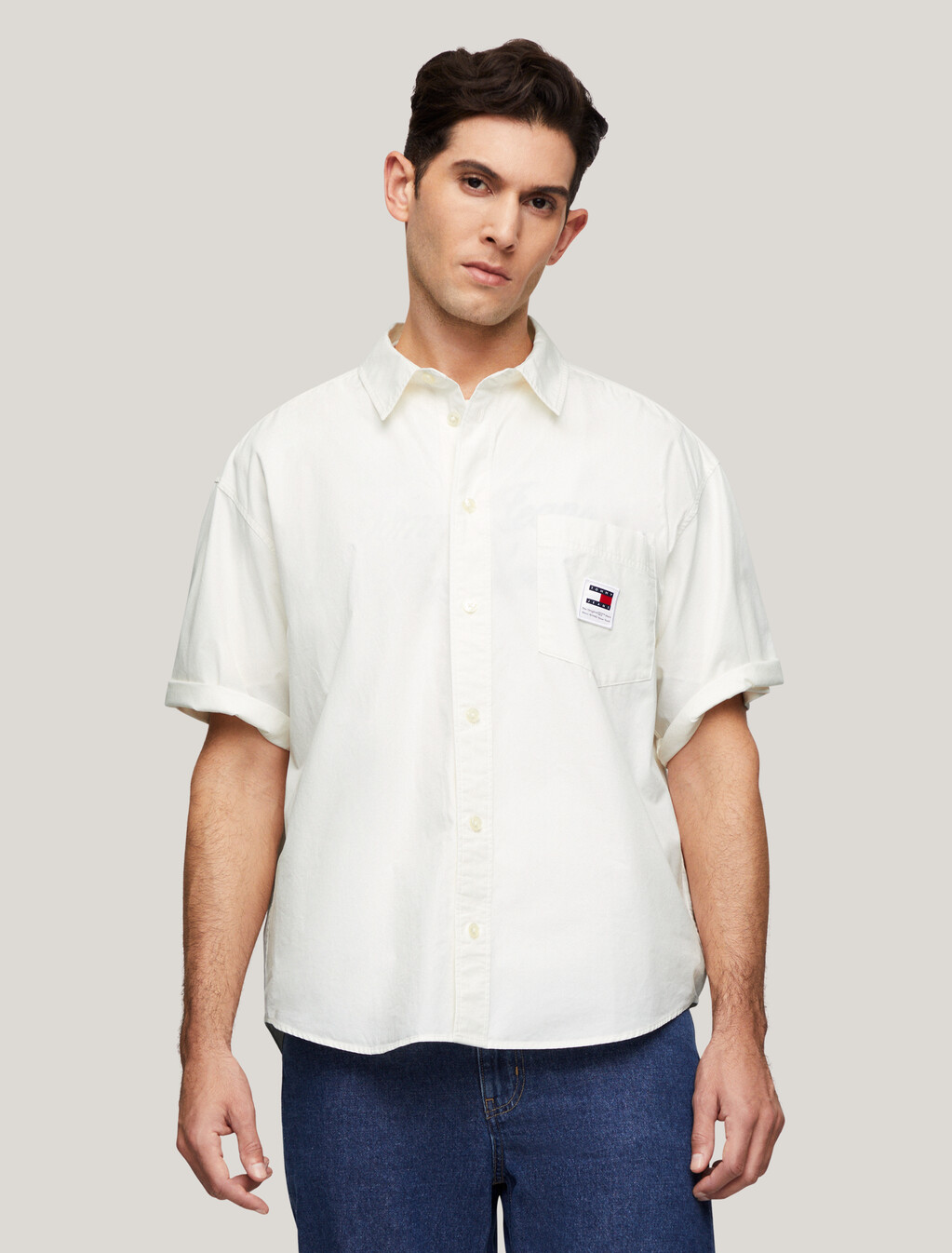 Poplin Overshirt, Ancient White, hi-res