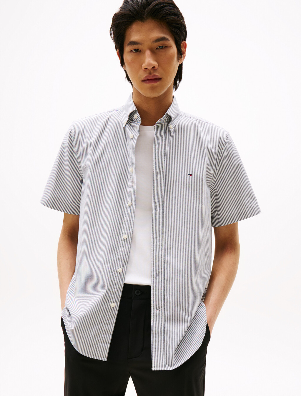 Asia Fit Lightweight Stripe Oxford Shirt, Desert Sky / Stripes, hi-res