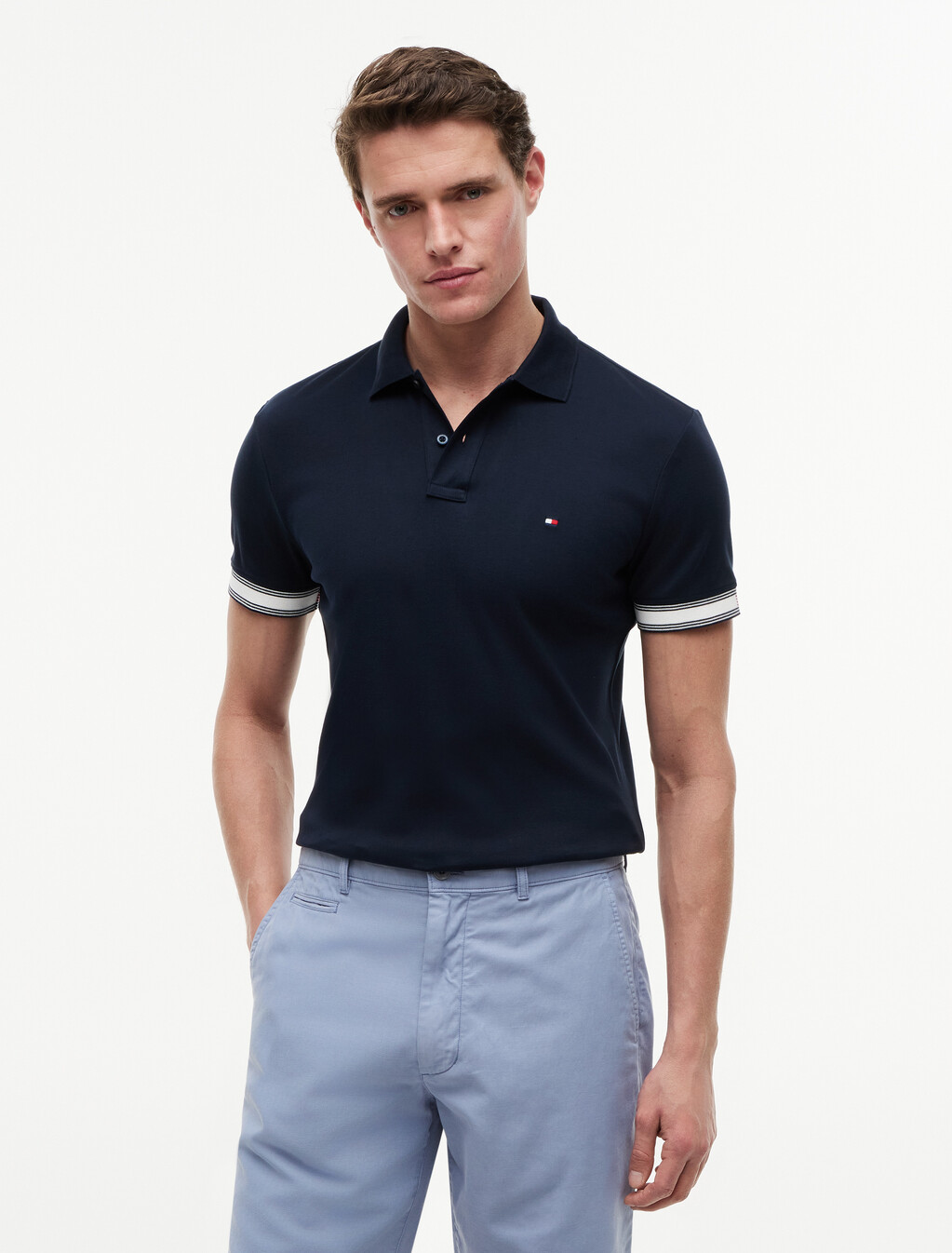 Slim Fit Fluid Cotton Polo Shirt, Desert Sky, hi-res