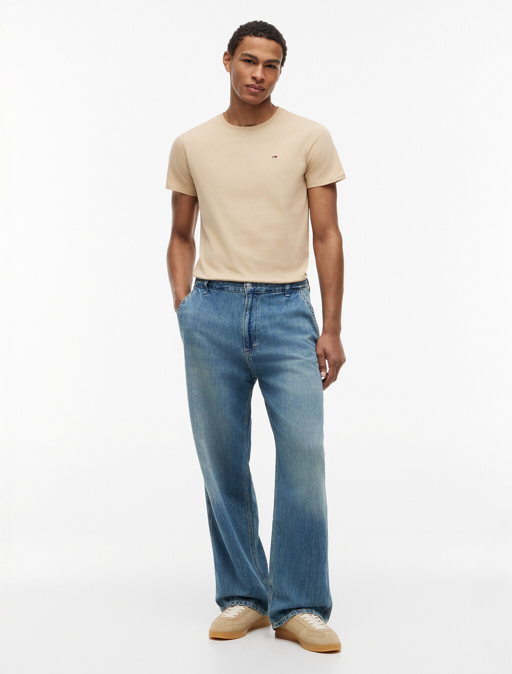 Theo Faded Loose Jeans With Linen, Denim Medium, hi-res