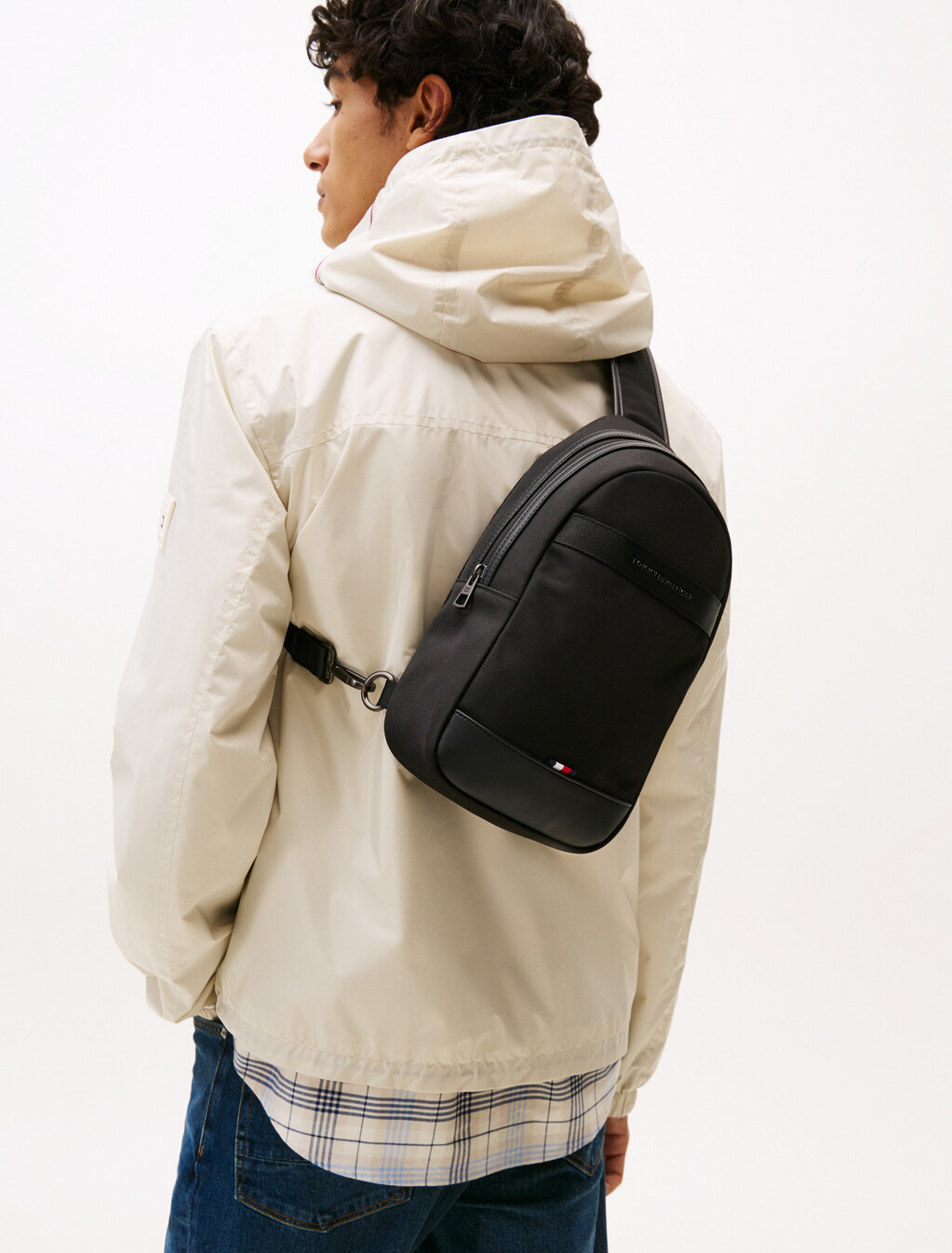 Nylon Travel Sling Bag, Black, hi-res
