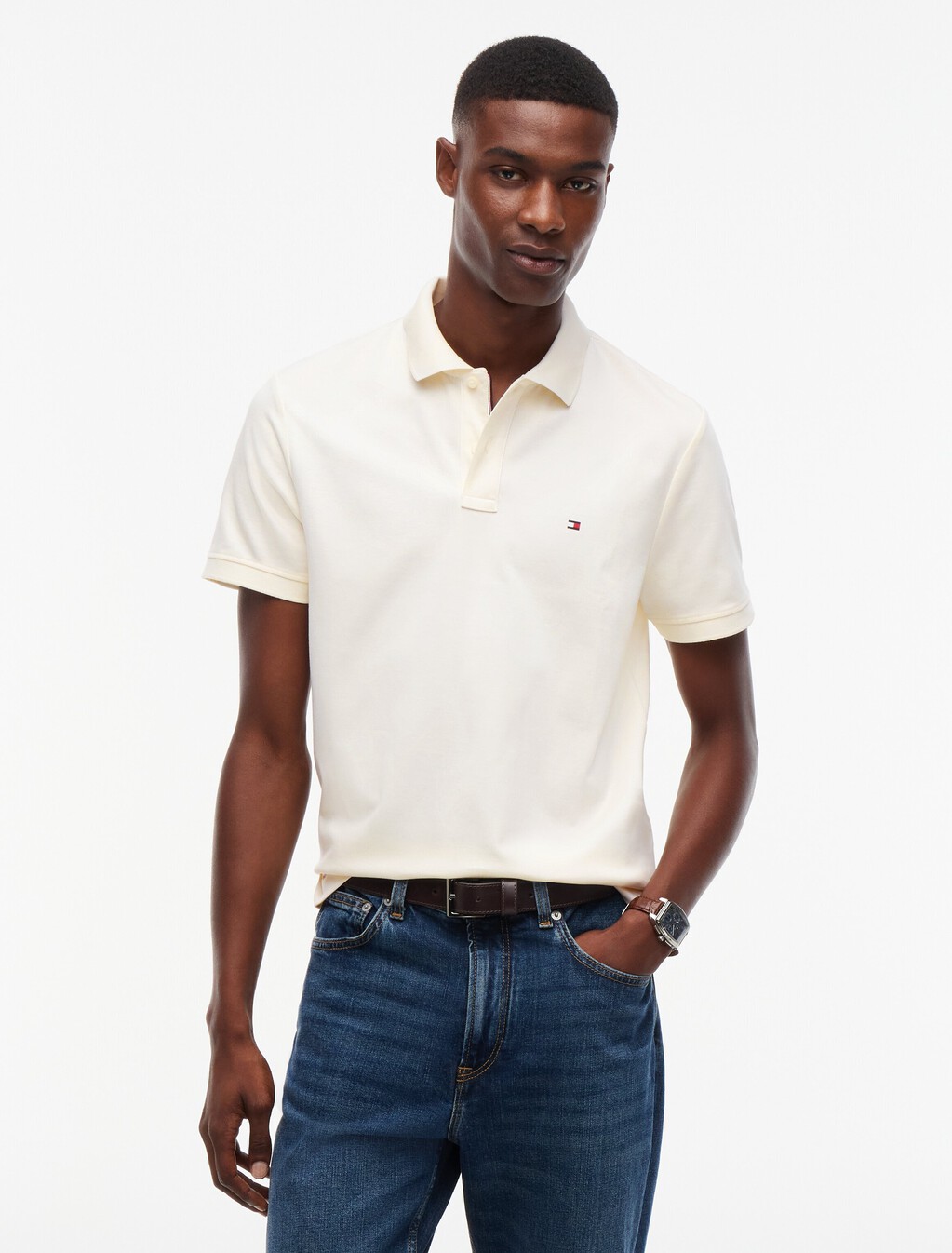 Performance Regular Fit Jaquard Polo Shirt, Ivory Petal, hi-res