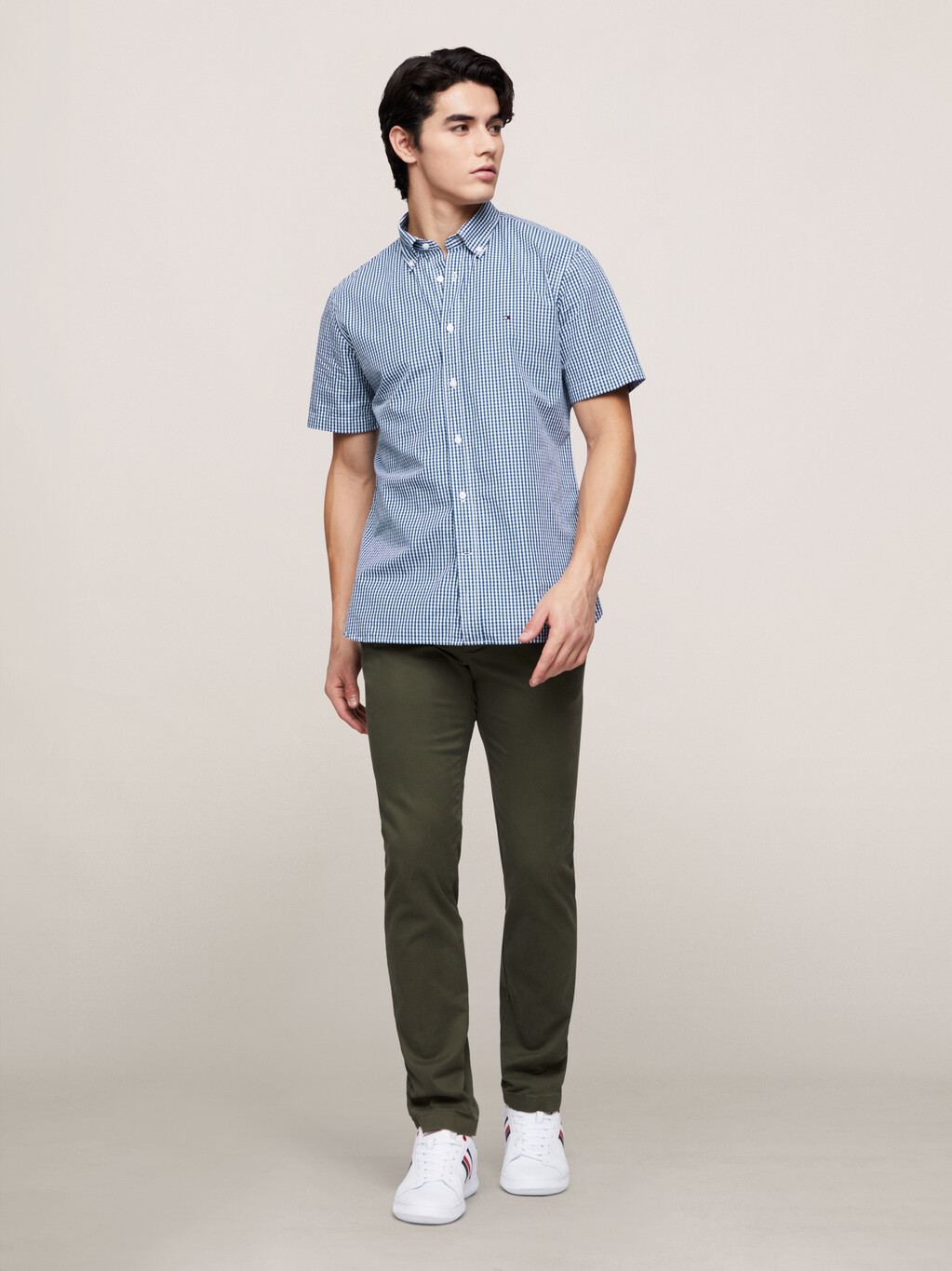 Essential Check Short Sleeve Shirt, Anchor Blue, hi-res