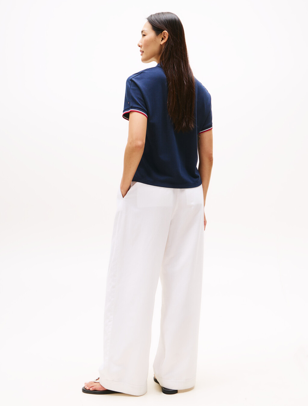 Lyocell Tipped Open Collar Polo, Dark Night Navy, hi-res