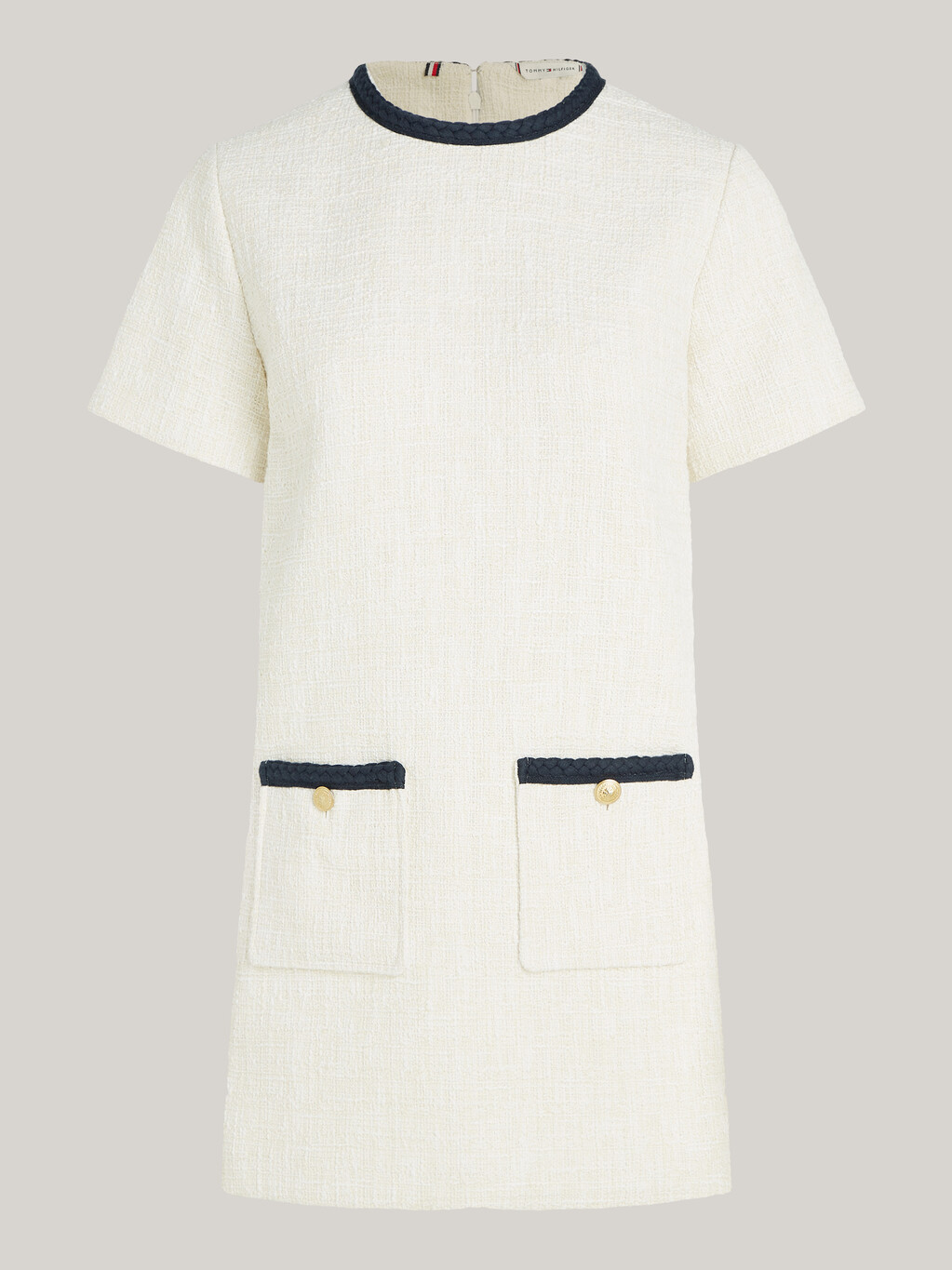 Tweed A-Line Mini Shift Dress, Ancient White, hi-res