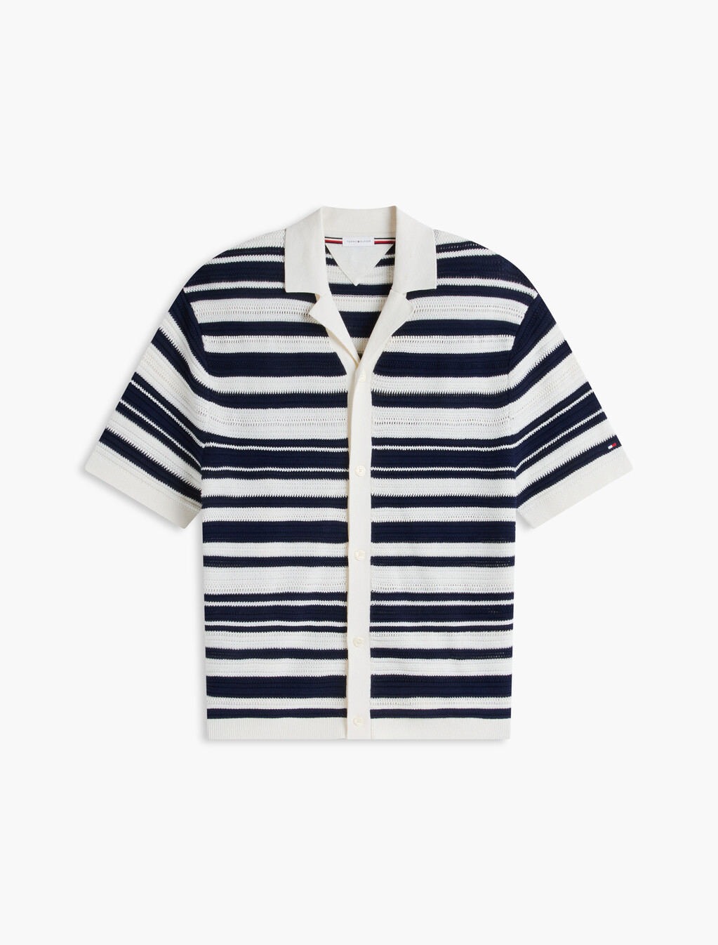 Regular Breton Stripe Short Sleeve Shirt, Ivory Petal/ Carbon Navy, hi-res