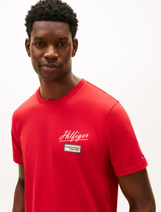 Textured Logo Crew Neck T-Shirt