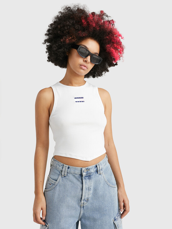 BADGE RIBBED CROP TOP