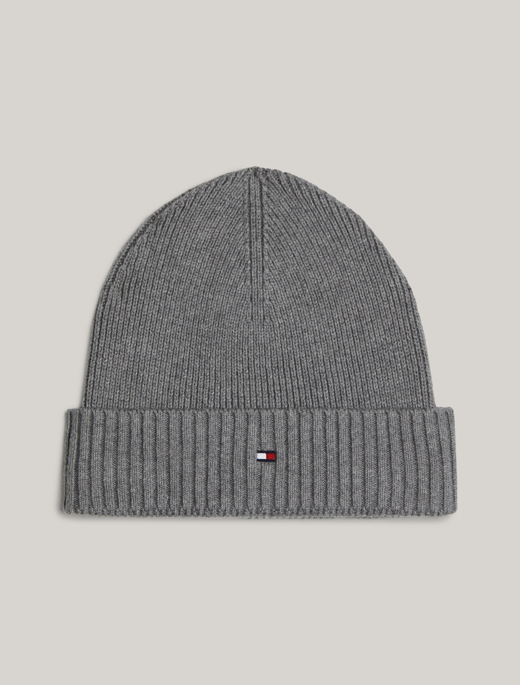 Hilfiger Flag Beanie with Cashmere, Mid Grey Heather, hi-res