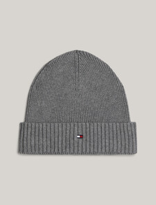 Hilfiger Flag Beanie with Cashmere, Mid Grey Heather, hi-res