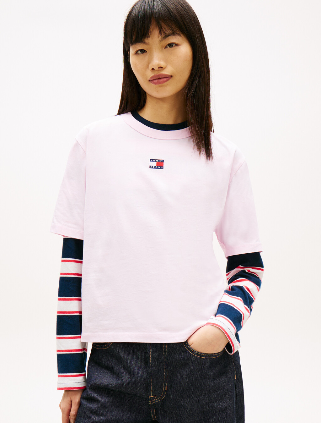 Logo Badge Boxy T-Shirt, Pearly Pink, hi-res