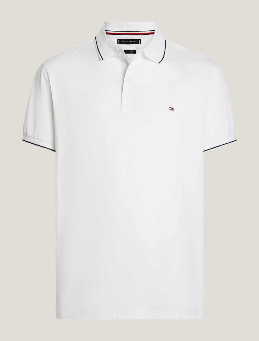Regular Tipped Jersey Polo Shirt, White, hi-res