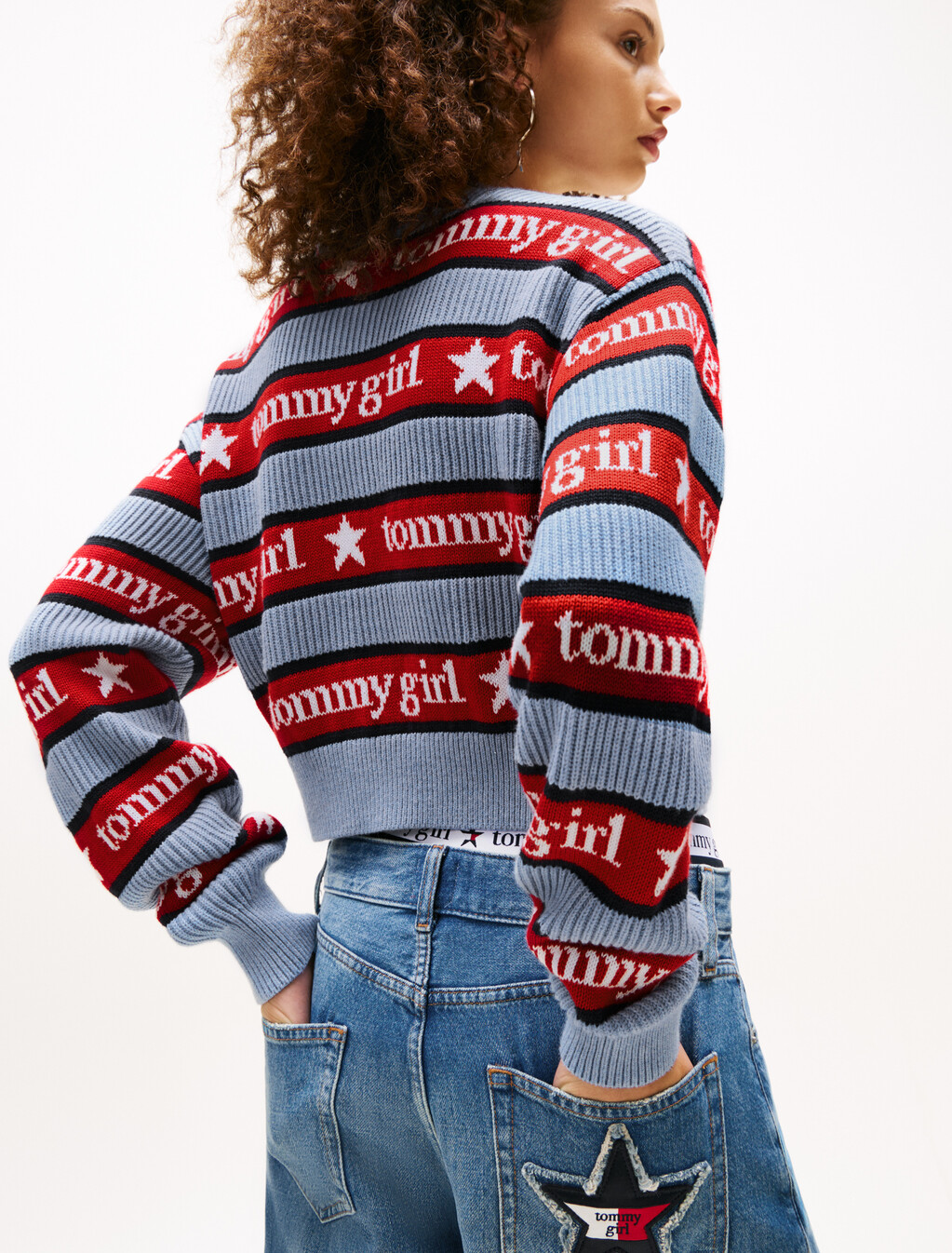 Tommy Girl Relaxed Stripe Jumper, Sweet Blue, hi-res