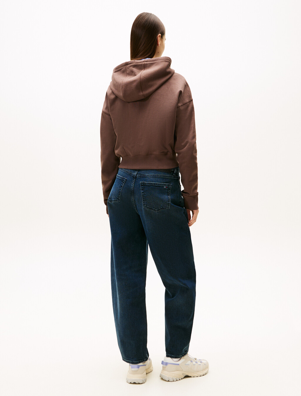 Boxy Cropped Zip Thru Hoodie, Black Walnut, hi-res
