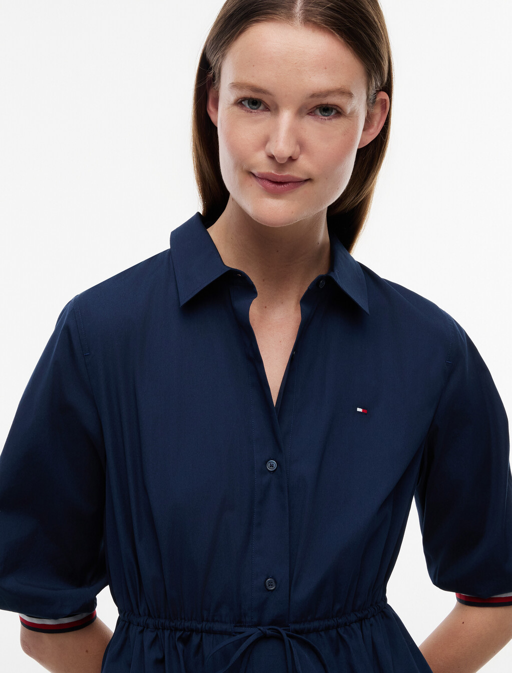 Poplin Relaxed Shirt Dress, Dark Night Navy, hi-res