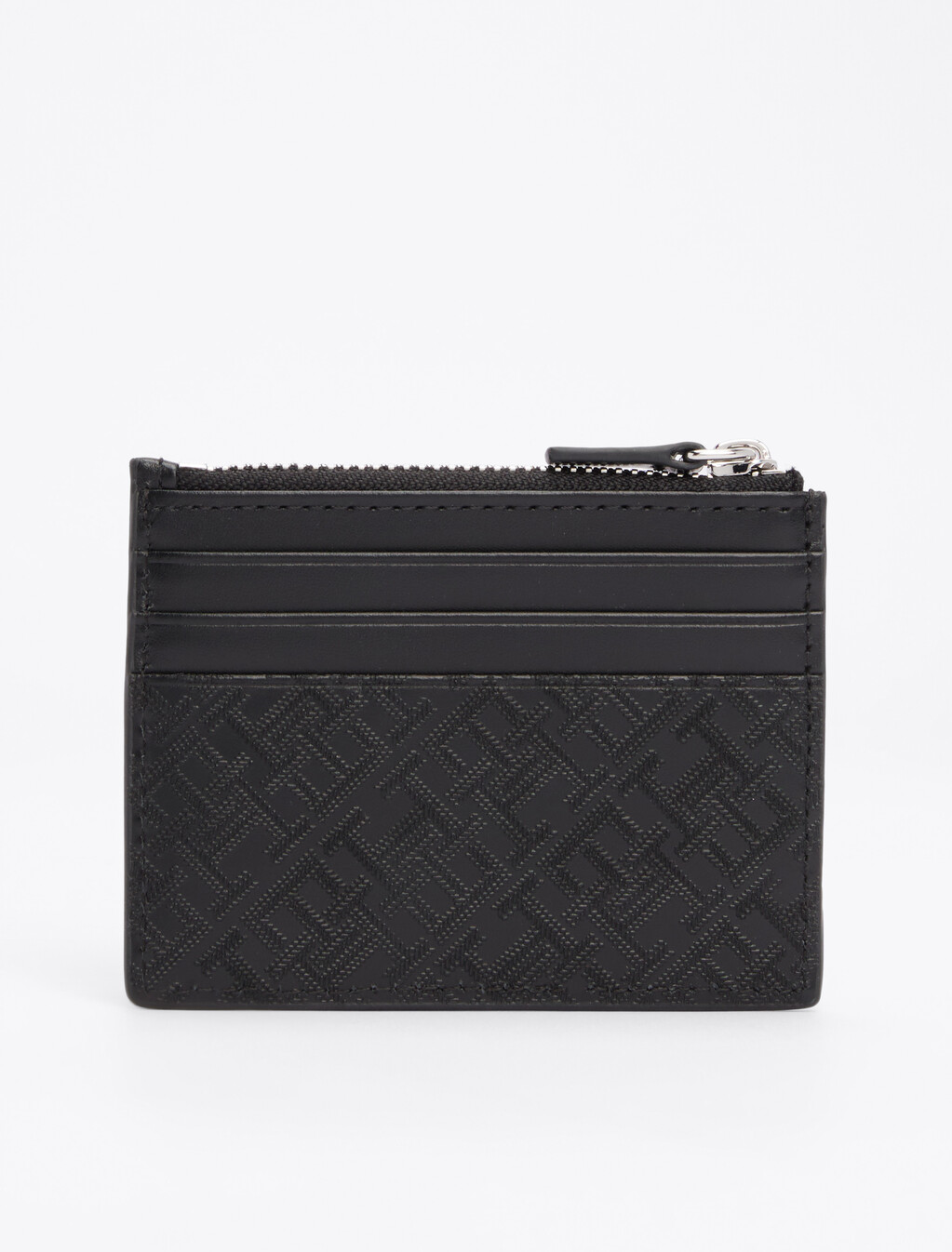 TH Monogram Leather Credit Card Holder, Black, hi-res