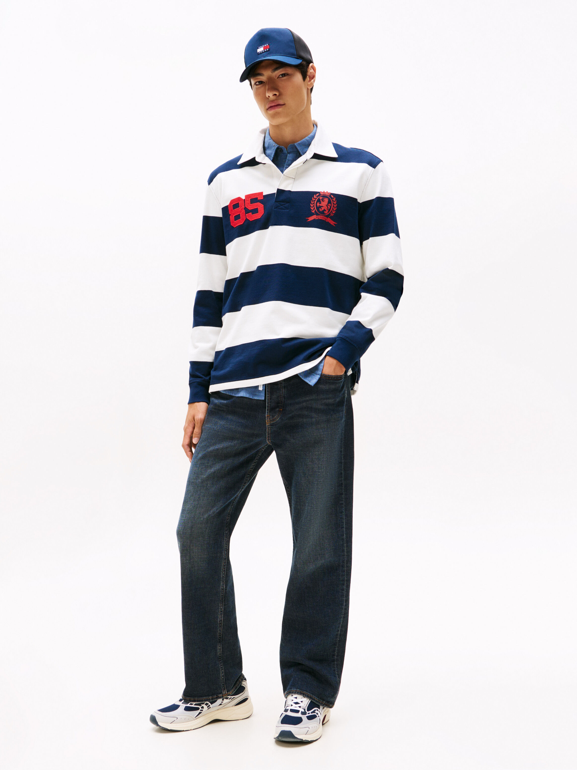 Heritage Relaxed Stripe Rugby Shirt | blue | Tommy Hilfiger Singapore
