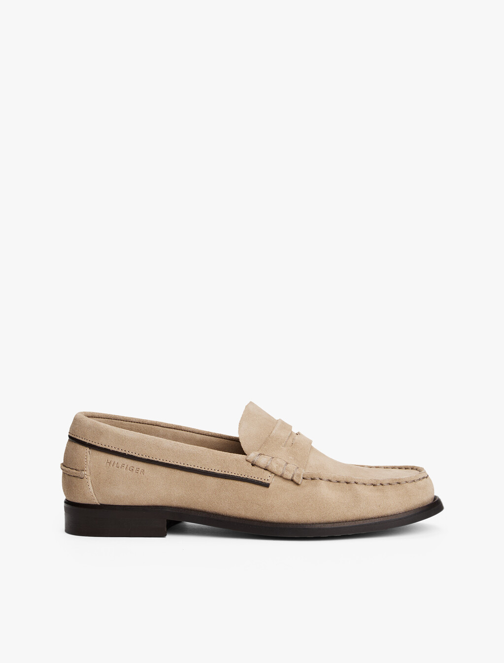 Debossed Suede Loafers, Beige, hi-res