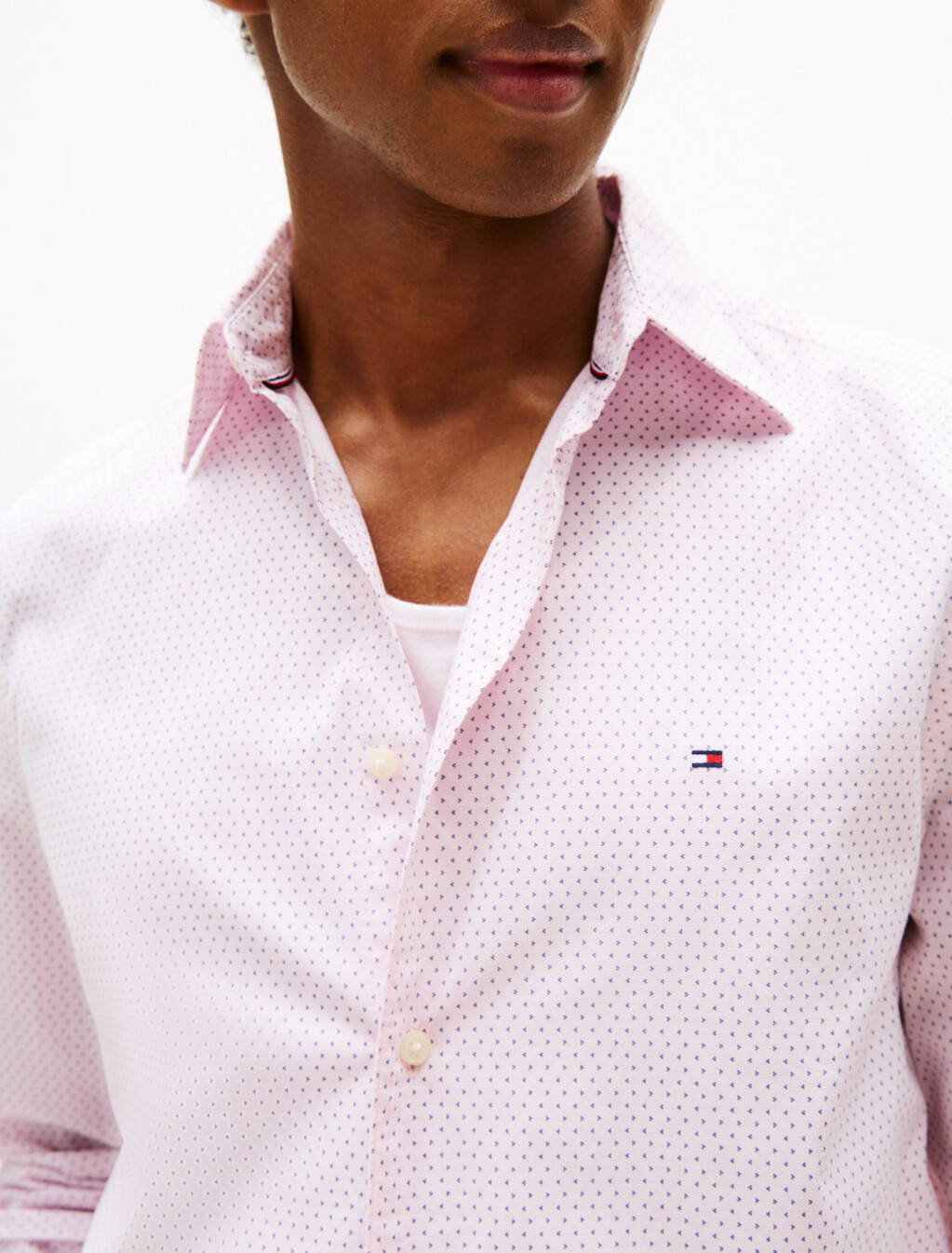 TH Flex Poplin Micro Print Shirt, Pink Lily, hi-res