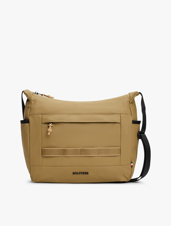 Metal Logo Crossbody Messenger Bag