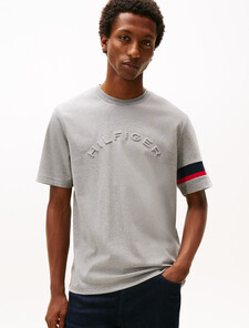 Colour-Blocked Sleeve Interlock Knit T-Shirt, Medium Grey Heather, hi-res