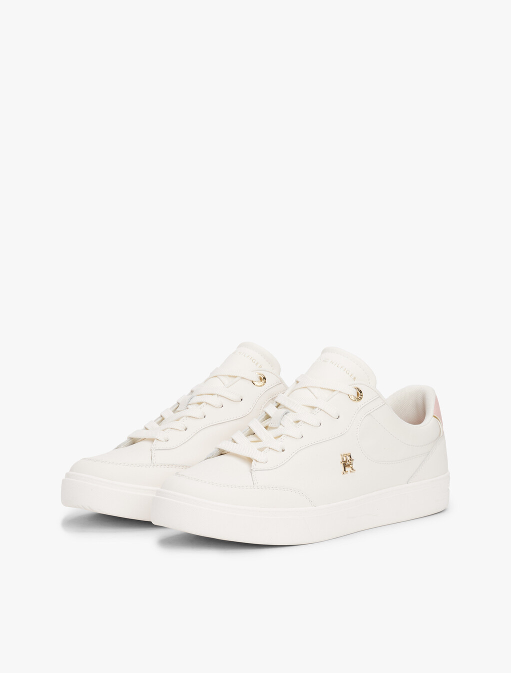 TH Monogram Leather Court Trainers, Ancient White, hi-res