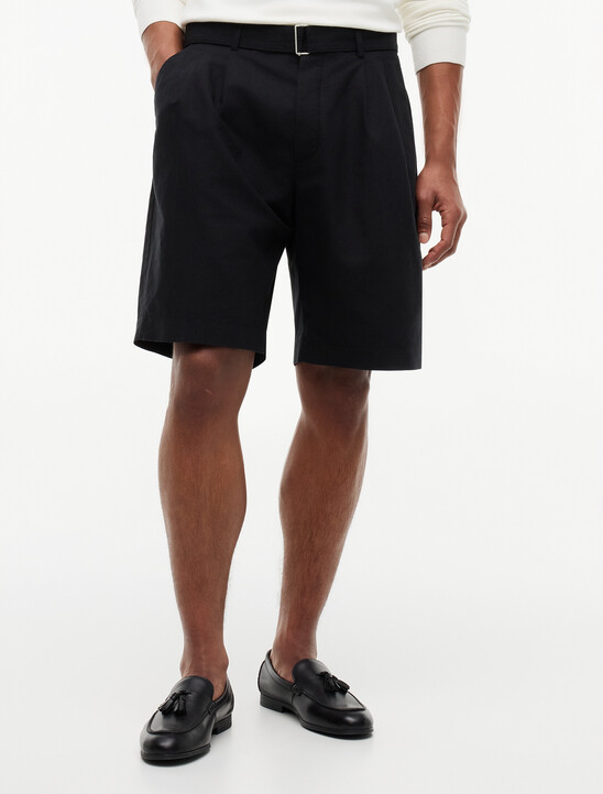 Linen Blend 10" Inseam Belted Chino Shorts