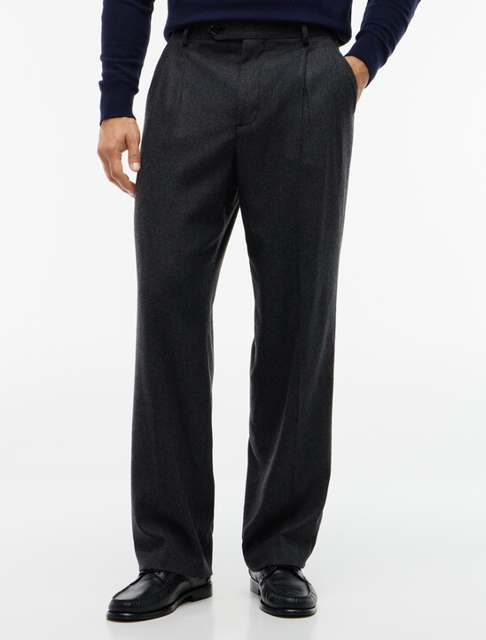 New York Label Wool Blend Flannel Trousers