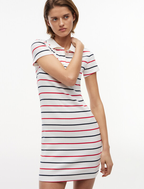 Ribbed Bodycon Long Mini Polo Dress