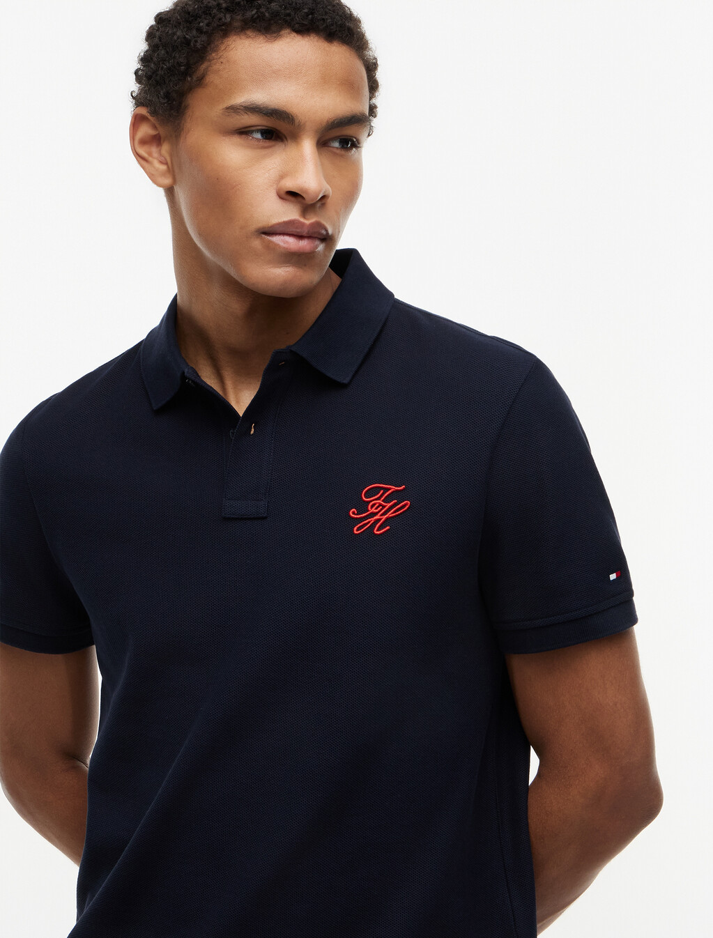 Asia Fit Script Logo Regular Polo, Desert Sky, hi-res