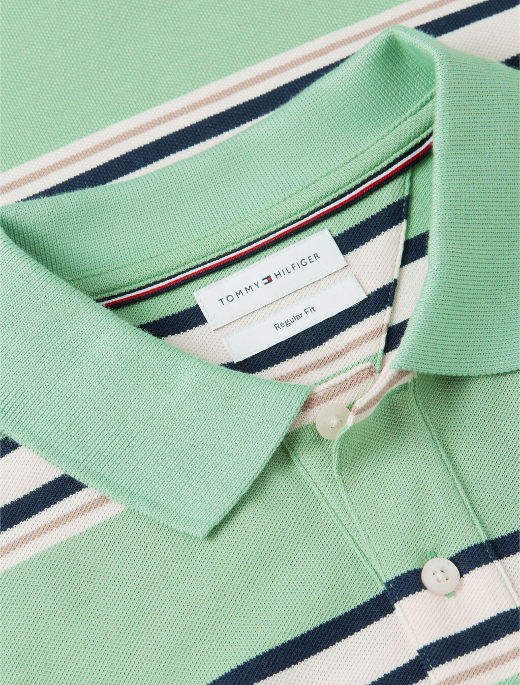 Regular Fit Pique Stripe Polo Shirt, Cut Grass / Multi, hi-res