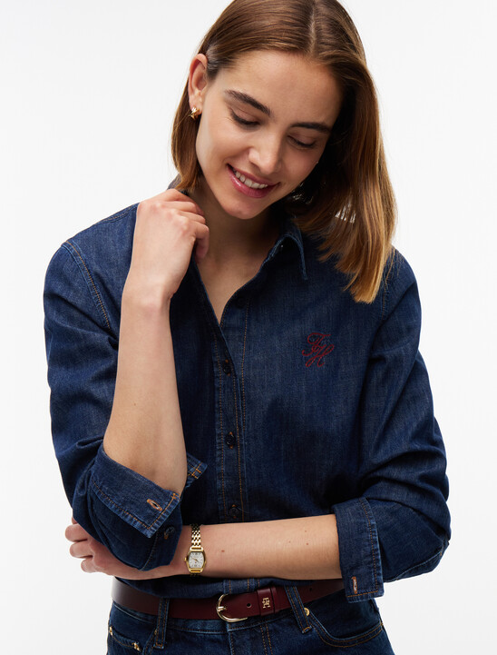Relaxed Fit Logo Embroidery Denim Shirt