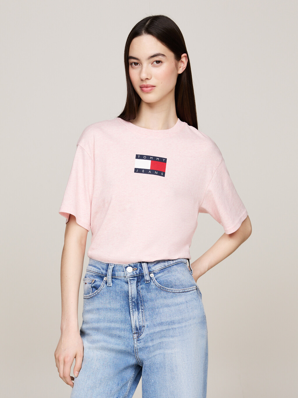 Mélange Crew Neck Relaxed T-Shirt, Ballet Pink Melange, hi-res