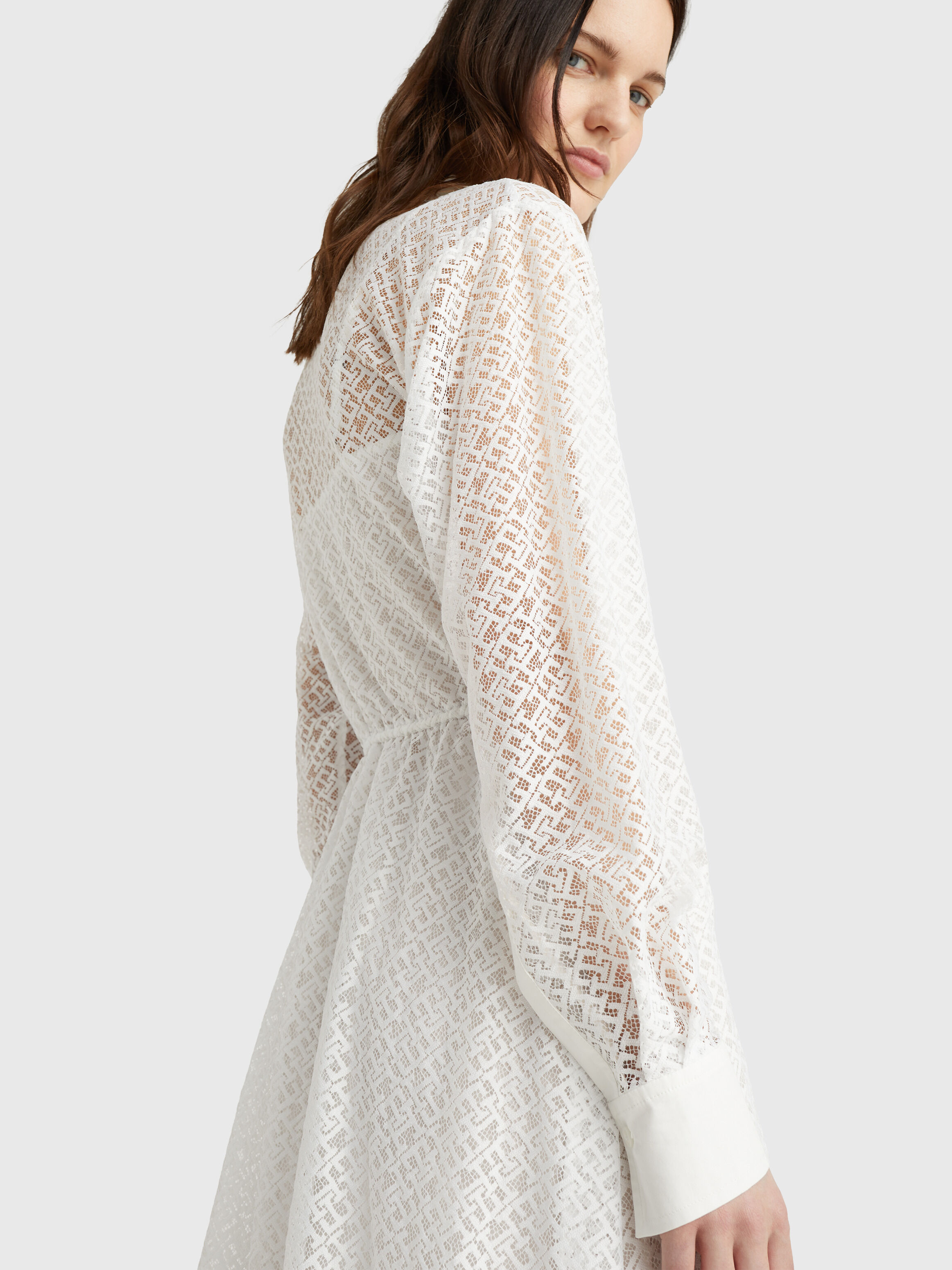 Lace Midi Shirt Dress natural Tommy Hilfiger Singapore