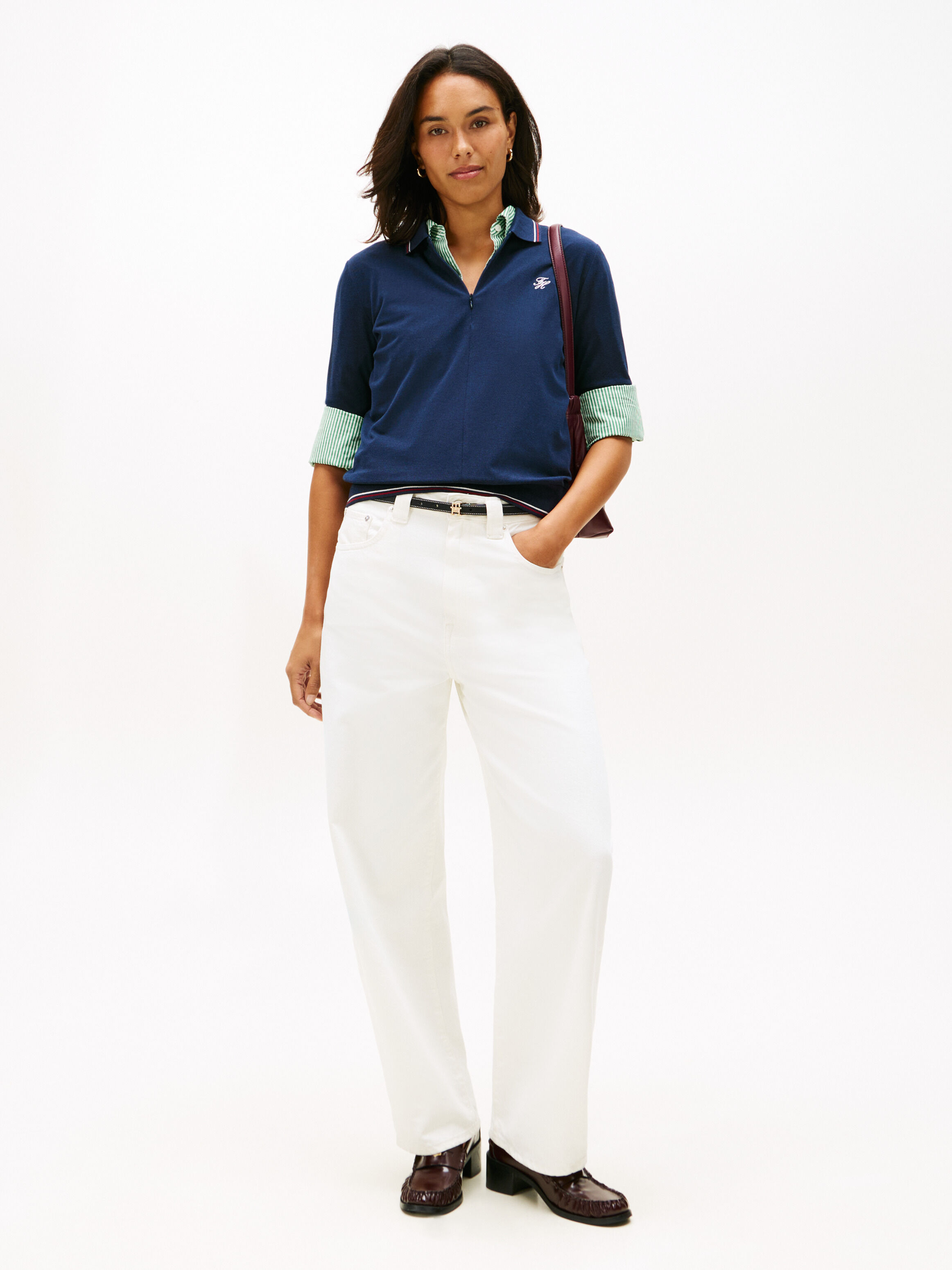 Regular Fit Pique Zip Polo Shirt | blue | Tommy Hilfiger Singapore