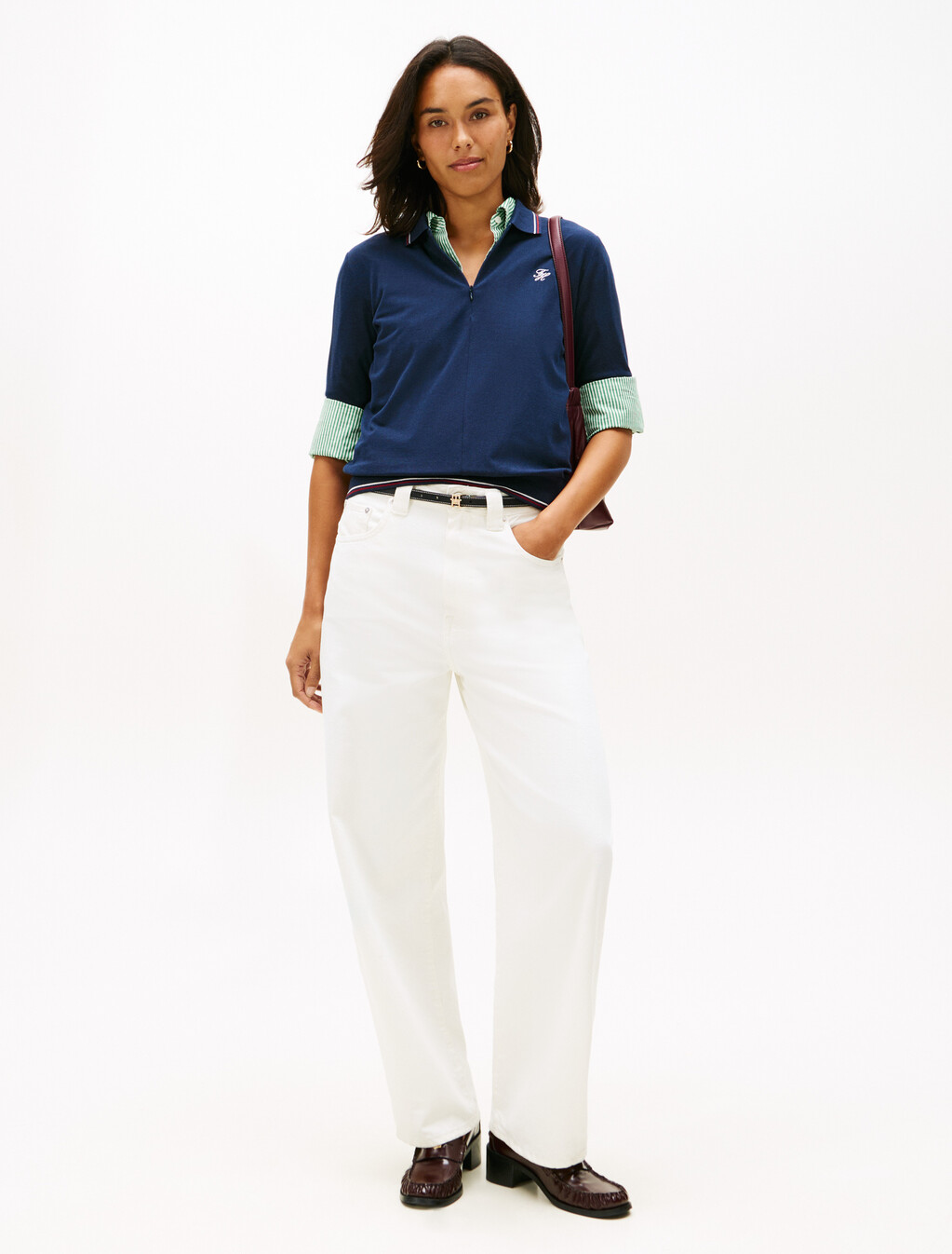 Regular Fit Pique Zip Polo Shirt, Dark Night Navy, hi-res