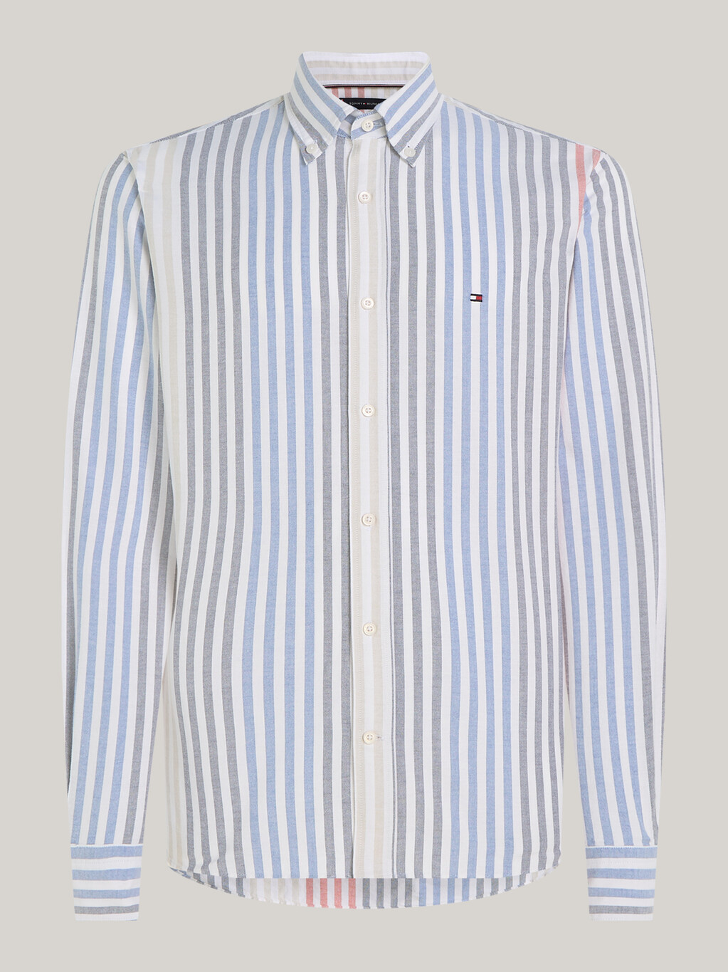 Global Stripe Ithaca Regular Oxford Shirt, Carbon Navy / Primary Red / Multi, hi-res