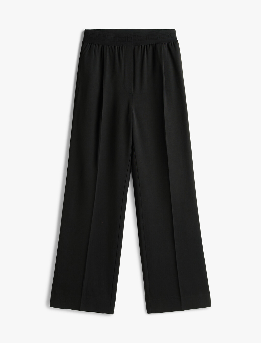 Viscose Twill Pull On Wide Leg Pant, Black, hi-res