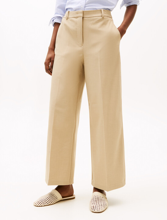 Anti-Wrinkle Wide Leg Cropped Trousers