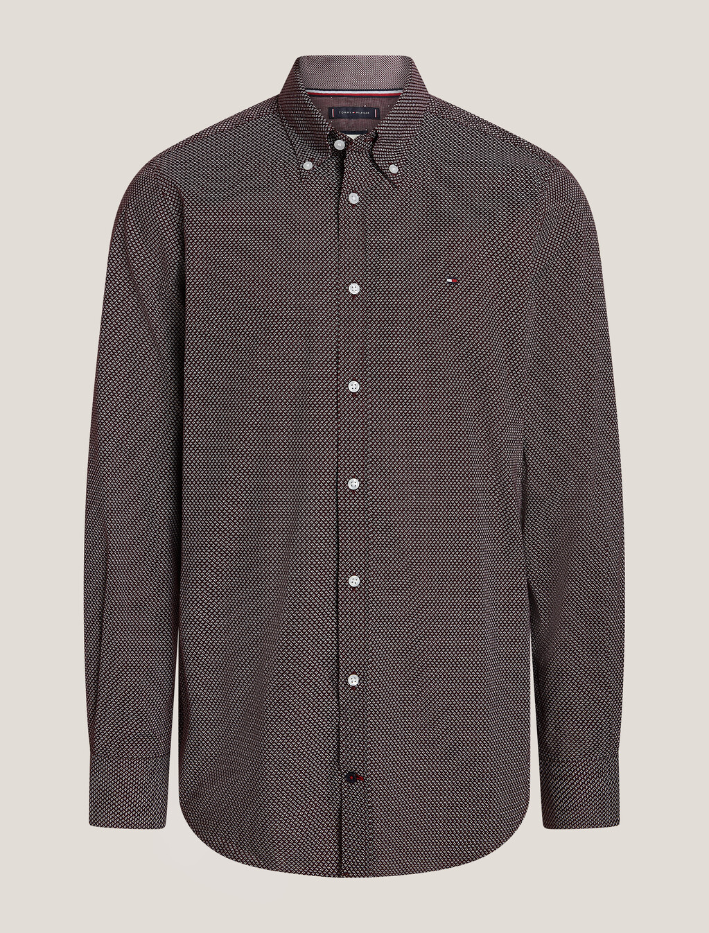 Stretch Micro Print Slim Shirt, Deep Rouge / Multi, hi-res