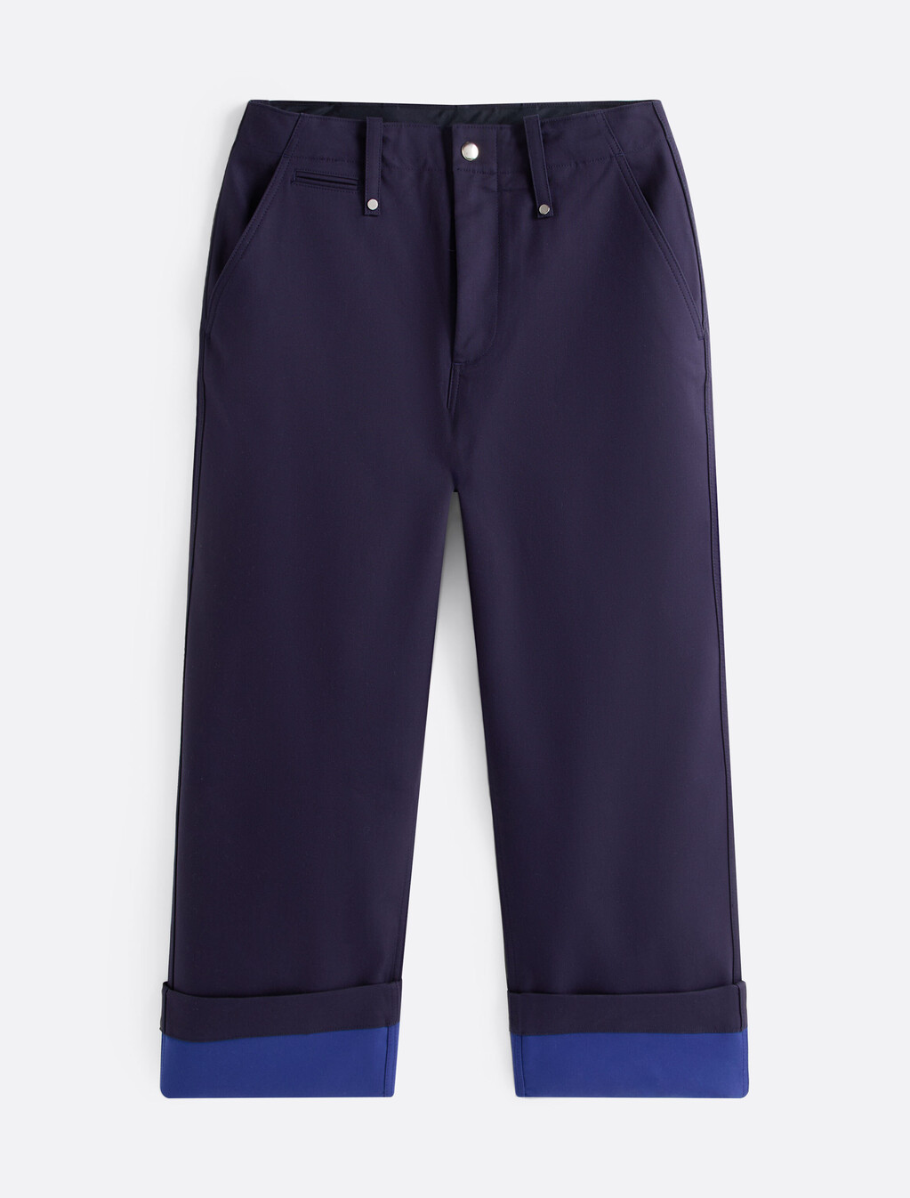 The Runway Collection Oversized Cropped Turn-Up Chinos, Carbon Navy, hi-res