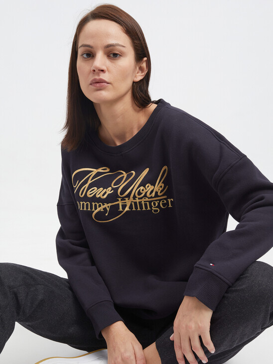 METALLIC EMBROIDERY RELAXED SWEATSHIRT