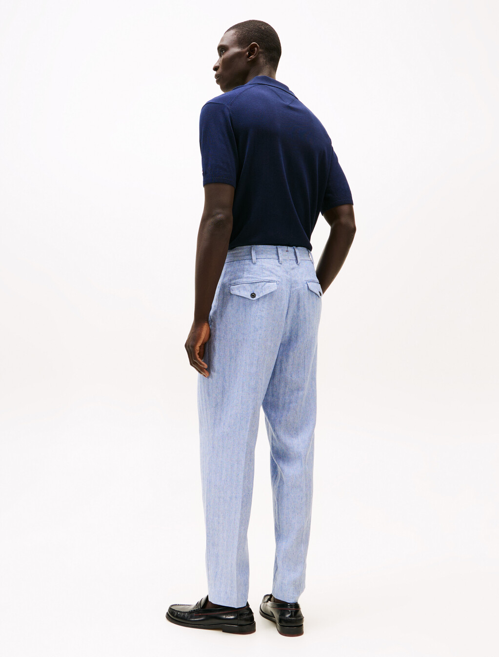 Smart Casual Herringbone Wide Leg Trousers, Sweet Blue, hi-res